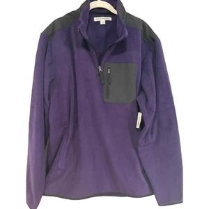 NWT Amazon Essentials XXL Purple Black Half Zip Sweater Pullover Sweatshirt